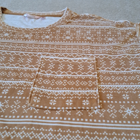 La Vie En Rose Nightdress Size Medium Camel Brown Tan Cream Fleece Cozy Soft - Picture 5 of 10